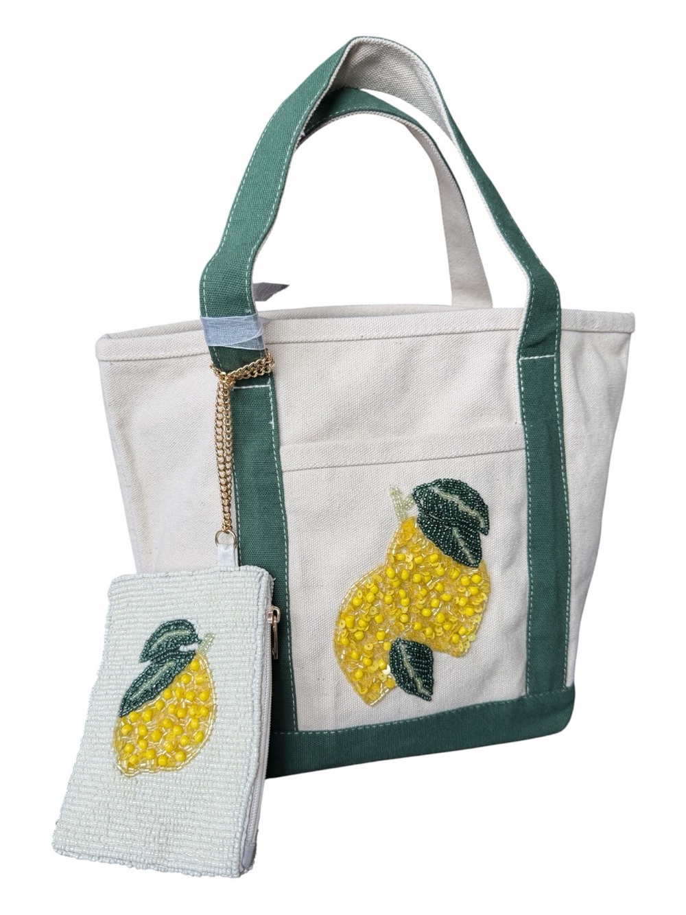 Viral Beaded Lemon Canvas Mini Tote Coin Purse NWT Marshalls TJMaxx